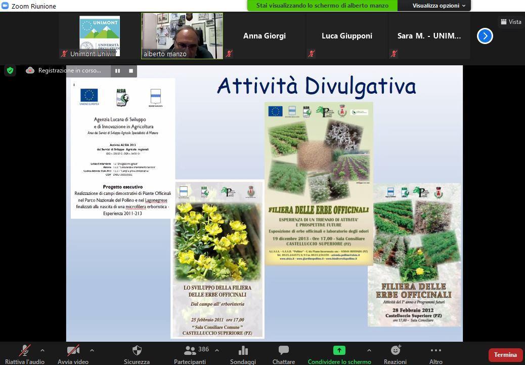 Figura 5. l'obiettivo di implementare la filiera delle officinali in Italia, con la partecipazione anche di ALSIA.