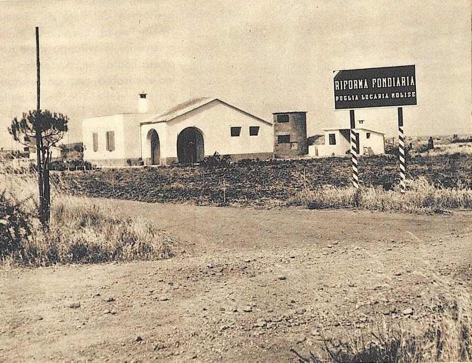 Un'immagine del 1955 di una azienda agricola. Il direttore dell'Alsia, Crescenzi annuncia: 