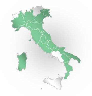 Figura 5. In verde le regioni che utilizzano Irriframe in Italia